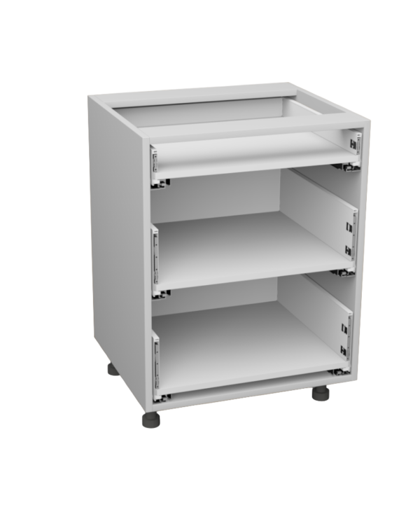 Korpus meblowy kuchenny, Szafka kuchenna z trzema szufladami - Szary jasny