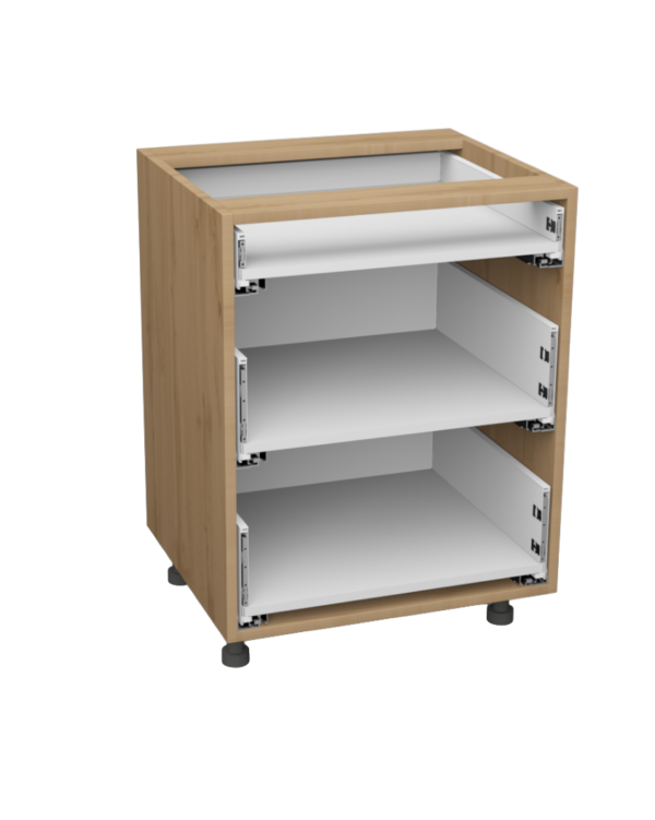 Korpus meblowy kuchenny, Szafka kuchenna z trzema szufladami - Dąb Wotan