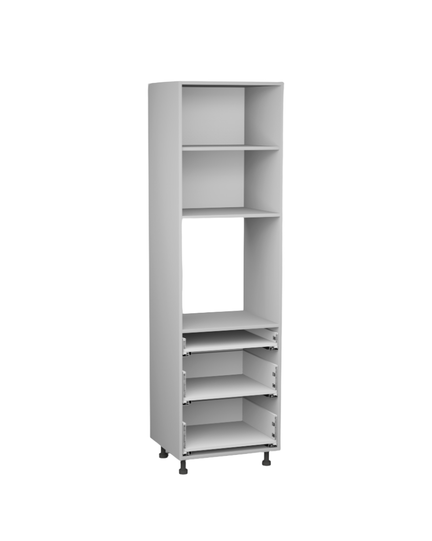 Korpus meblowy kuchenny, Szafka kuchenne wysoka pod piekarnik z trzema szufladami - Szary Jasny