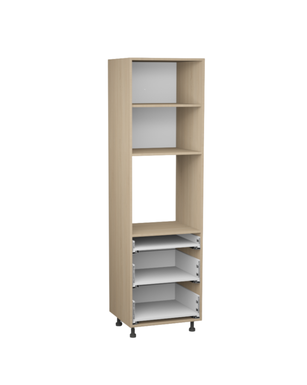 Korpus meblowy kuchenny, Szafka kuchenne wysoka pod piekarnik z trzema szufladami - Dąb Sonoma